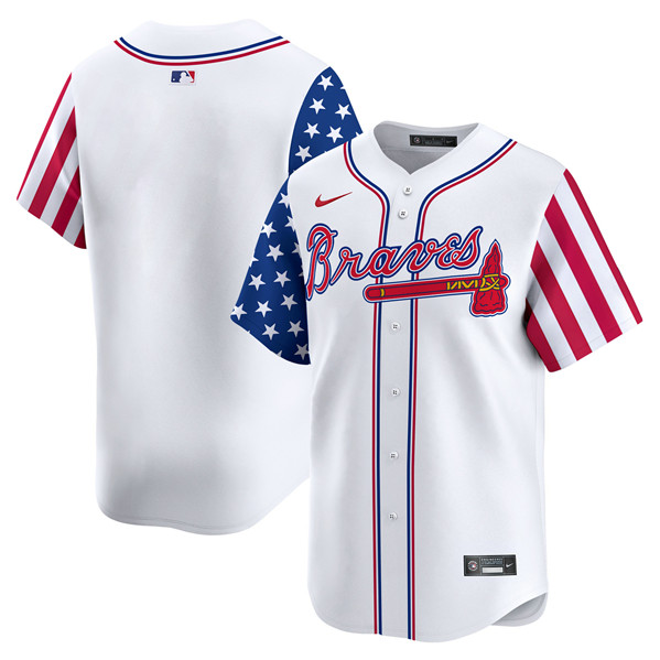Men's Atlanta Braves Blank White 2024 Independence Day Vapor Limited Stitched Baseball Jersey