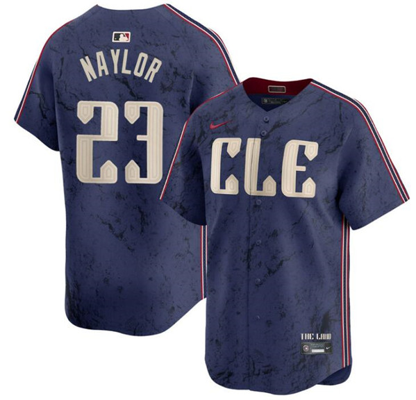 Men's Cleveland Guardians #23 Bo Naylor Navy 2024 City Connect Limited Stitched Jersey