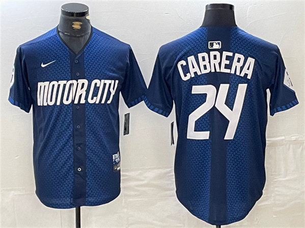 Men's Detroit Tigers #24 Miguel Cabrera 2024 Navy City Connect Cool Base Limited Stitched Baseball Jersey