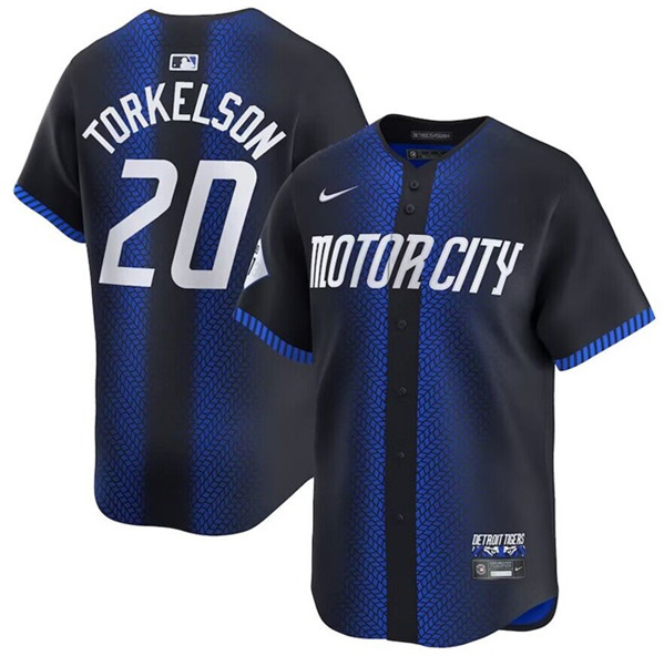 Men's Detroit Tigers #20 Spencer Torkelson 2024 Navy City Connect Cool Base Limited Stitched Baseball Jersey