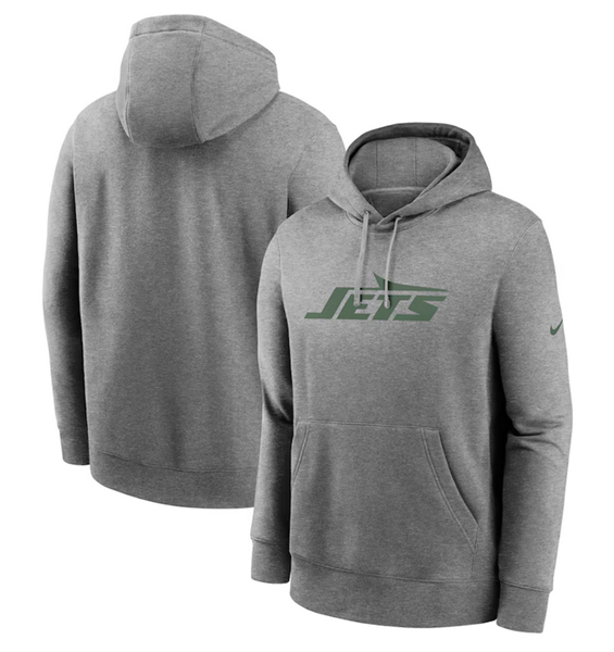Men's New York Jets Heather Gray Primary Logo Pullover Hoodie