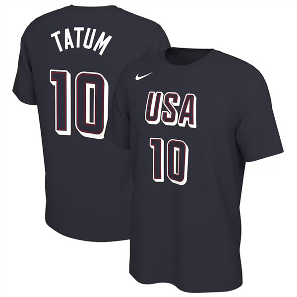 Men's USA Basketball #10 Jayson Tatum 2024 Navy T-Shirt(Run Small)