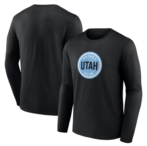Men's Utah Hockey Club Black Draft Logo Long Sleeve T-Shirt
