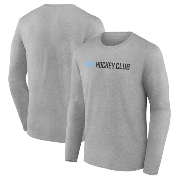 Men's Utah Hockey Club Heather Gray Wordmark Logo Long Sleeve T-Shirt