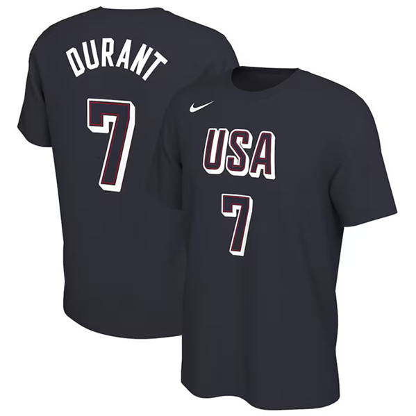 Men's USA Basketball #7 Kevin Durant 2024 Navy T-Shirt(Run Small)