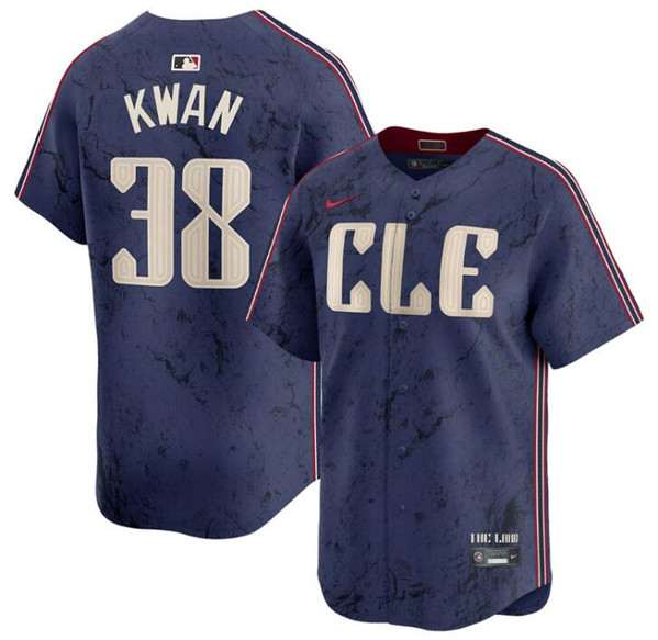 Men's Cleveland Guardians #38 Steven Kwan Navy 2024 City Connect Limited Stitched Jersey