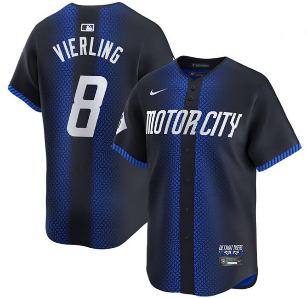 Men's Detroit Tigers #8 Matt Vierling 2024 Navy City Connect Cool Base Limited Stitched Baseball Jersey