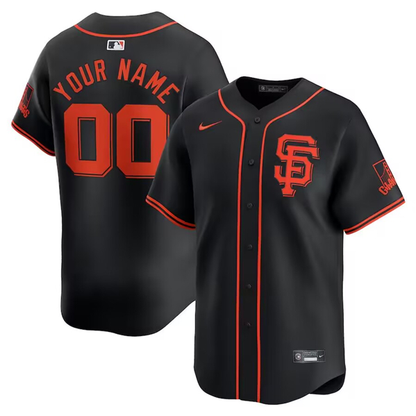 Men's San Francisco Giants Customized Black Alternate Limited Stitched Jersey