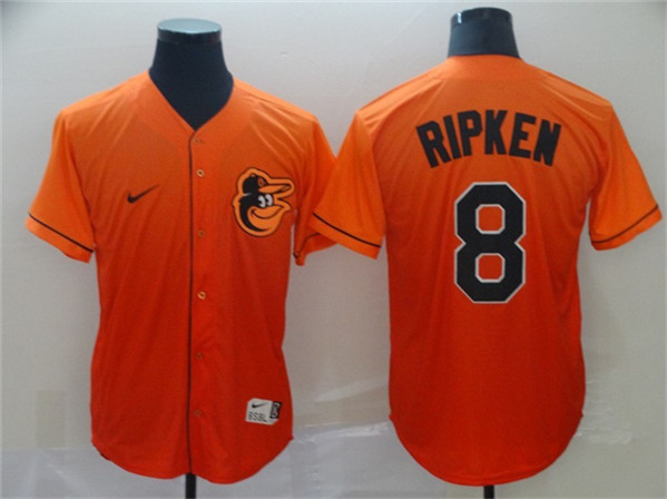Men's Baltimore Orioles #8 Cal Ripken Jr. Orange Fade Stitched Baseball Jersey