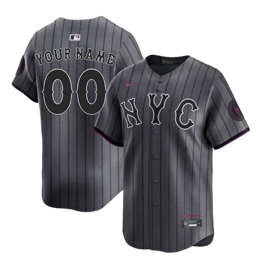 Men's New York Mets Active Player Cutsom Graphite 2024 City Connect Limited Stitched Baseball Jersey