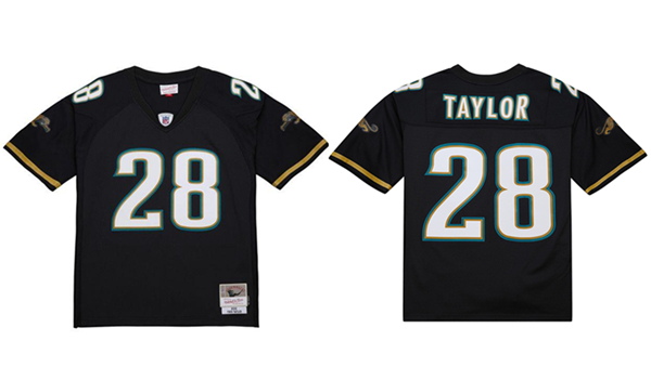 Men's Jacksonville Jaguars #28 Fred Taylor Balck 2002 Alternate Football Stitched Jersey