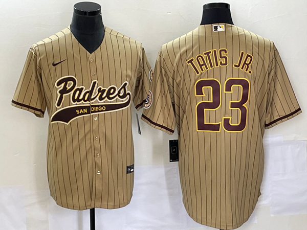 Men's San Diego Padres Customized Tan Cool Base Stitched Baseball Jersey