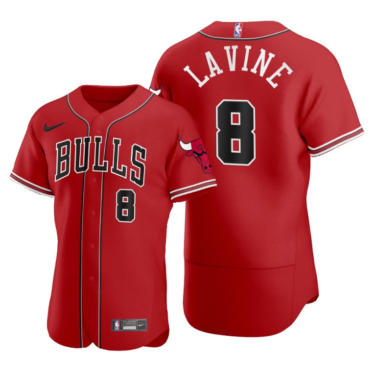 Men's Chicago Bulls #8 Zach LaVine Red 2020 NBA X MLB Crossover Edition Stitched Jersey