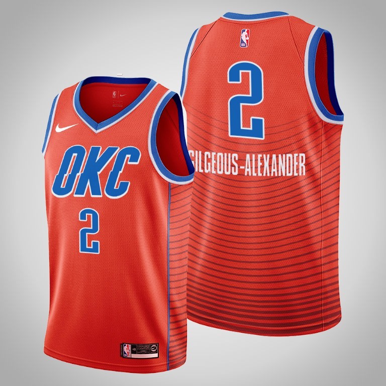 Men's Oklahoma City Thunder Orange #2 Shai Gilgeous-Alexander Stitched ...