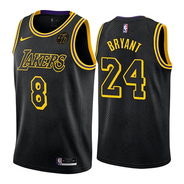 Men's Los Angeles Lakers Front #8 Back #24 Kobe Bryant Black Stitched NBA Jersey