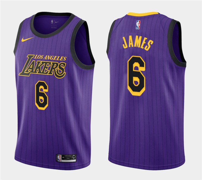 Men's Nike Los Angeles Lakers #6 LeBron James Purple Stitched NBA ...