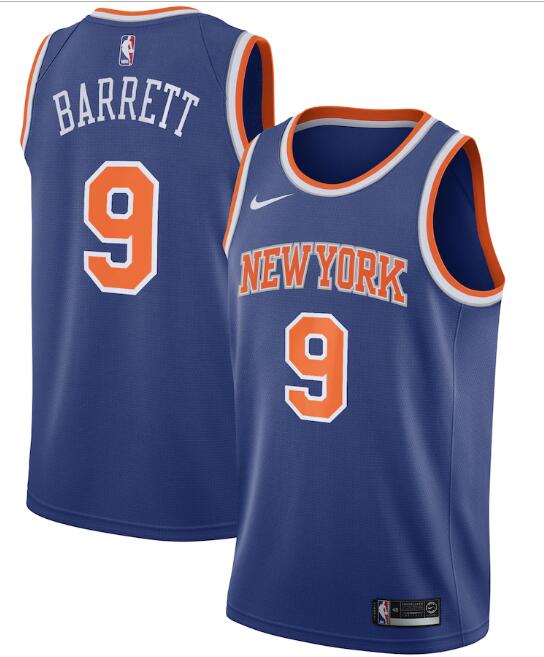 New Yok Knicks Blue #9 R.J. Barrett Icon Edition Stitched Swingman NBA ...