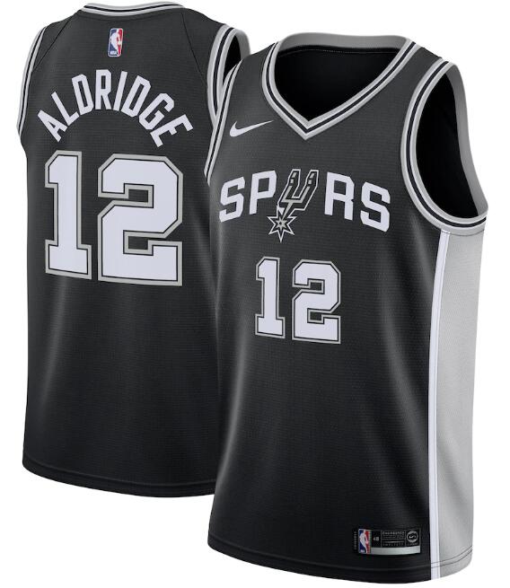 Men's San Antonio Spurs Black #12 Lamarcus Aldridge Icon Edition Swingman Stitched NBA Jersey