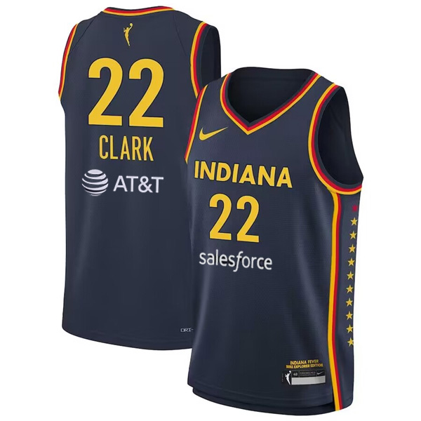Men's Indiana Fever #22 Caitlin Clark 2024 Navy Stitched Jersey