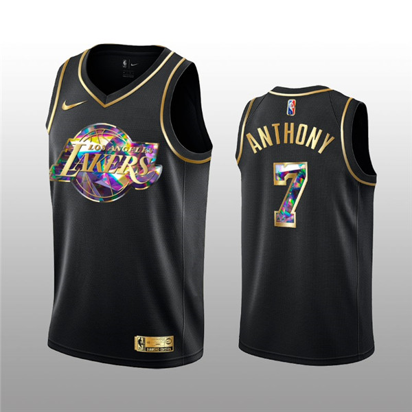 Men's Los Angeles Lakers #7 Carmelo Anthony 2021/22 Black Golden ...