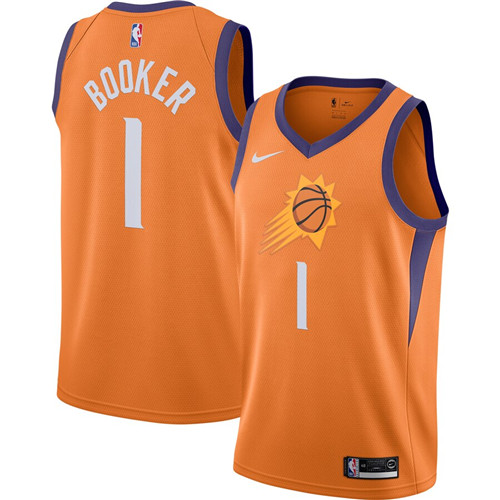 Men's Phoenix Suns #1 Devin Booker Orange Stitched NBA Jersey [NBA ...