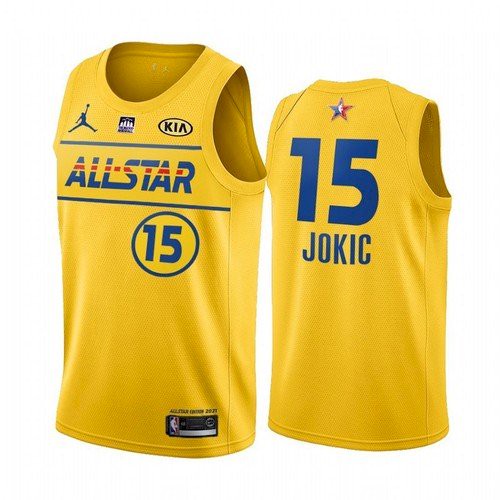 Men's 2021 AllStar 15 ikola Jokic Yellow Western Conference Stitched