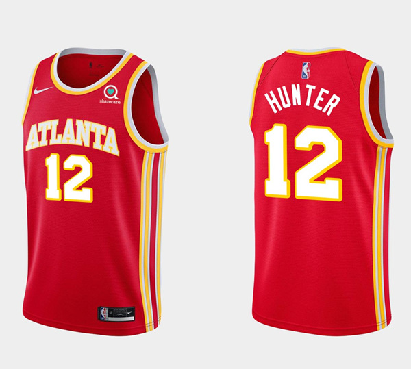 Men's Atlanta Hawks #12 De'andre Hunter Red Stitched Basketball Jersey