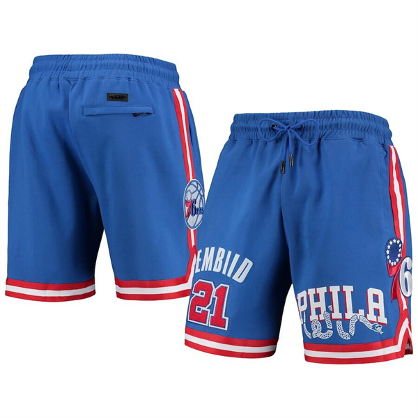 Men's Philadelphia 76ers #21 Joel Embiid Blue Shorts [NBA_76ers ...