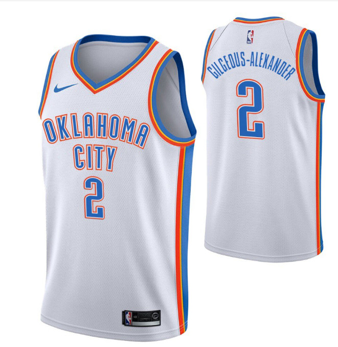 Men's Oklahoma City Thunder White #2 Shai Gilgeous-Alexander Stitched ...