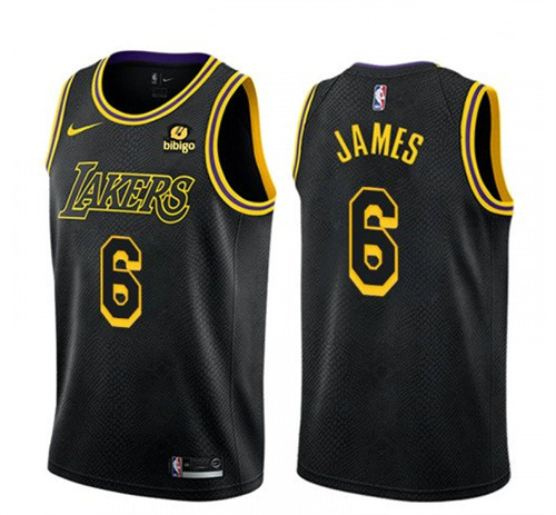 Men's Los Angeles Lakers #6 LeBron James Black Bibigo Stitched ...