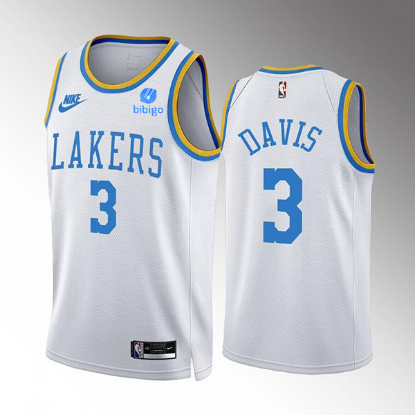 Men's Los Angeles Lakers #3 Anthony Davis 2022-23 White Classic Edition Stitched Basketball Jersey