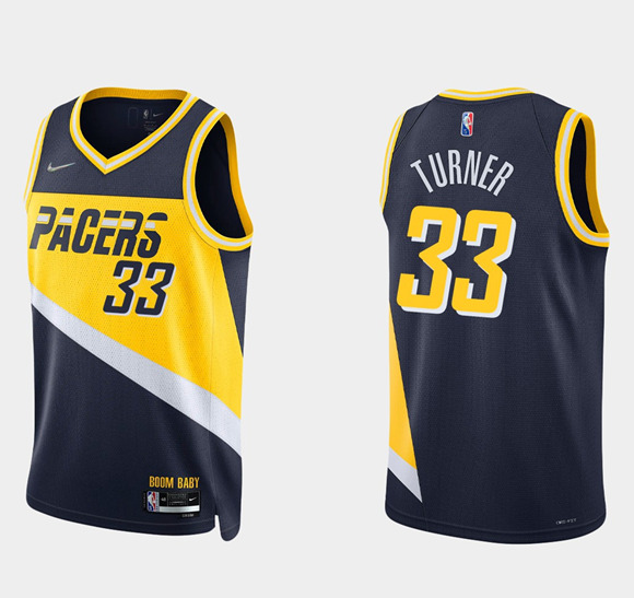 Men's Indiana Pacers #23 Isaiah Jackson 2021/22 Navy City Edition 75th ...