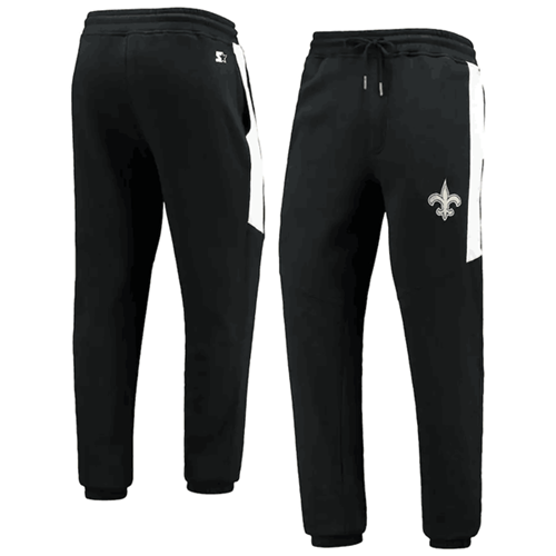 Men's New Orleans Saints Starter Black/White Goal Post Fleece Pants ...