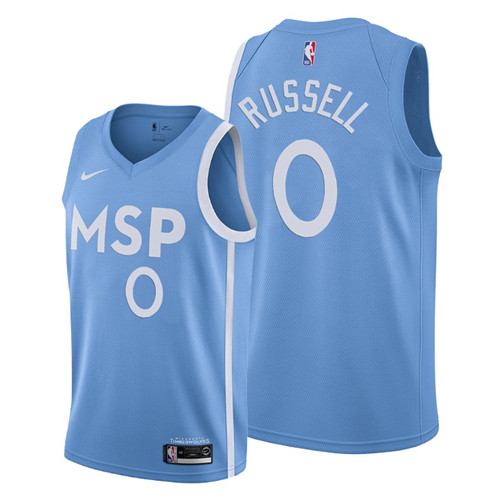 Men's Minnesota Timberwolves #0 D'Angelo Russell Blue 2019 City Edition Stitched NBA Jersey