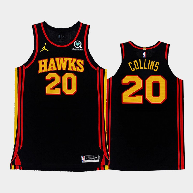 Men's Atlanta Hawks #20 John Collins 2020-21 Statement Black Stitched NBA Jersey