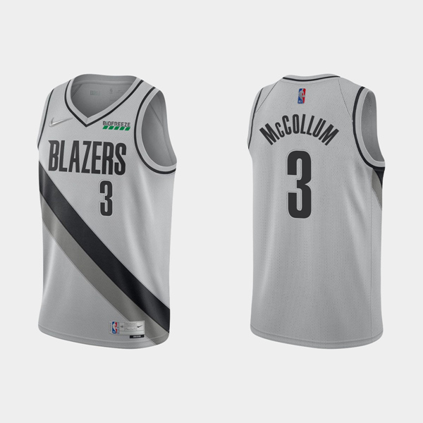 Men's Portland Trail Blazers Gray #3 C.J. McCollum 2021 Earned Edition Stitched NBA Jersey