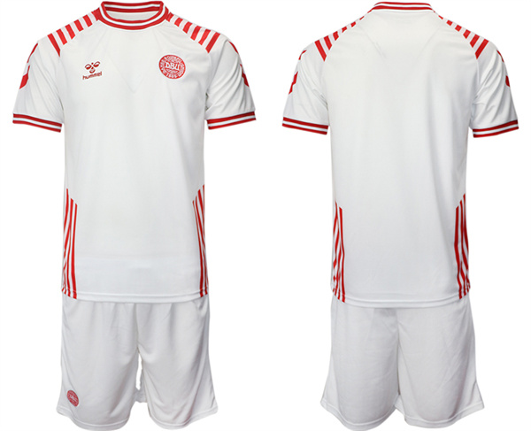 Men's Denmark Custom White 2022 FIFA World Cup Away Soccer Jersey Suit