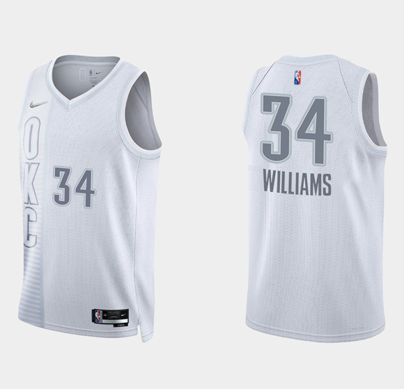 Men's Oklahoma City Thunder #34 Kenrich Williams White 75th Anniversary City Stitched Jersey