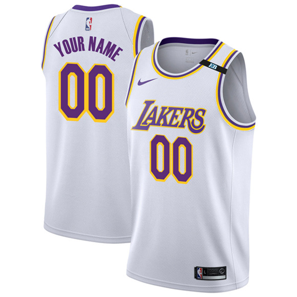 Men's Los Angeles Lakers Custom Association Jersey with EB Patch – All Stitched (Check description if you want Women or Youth size)