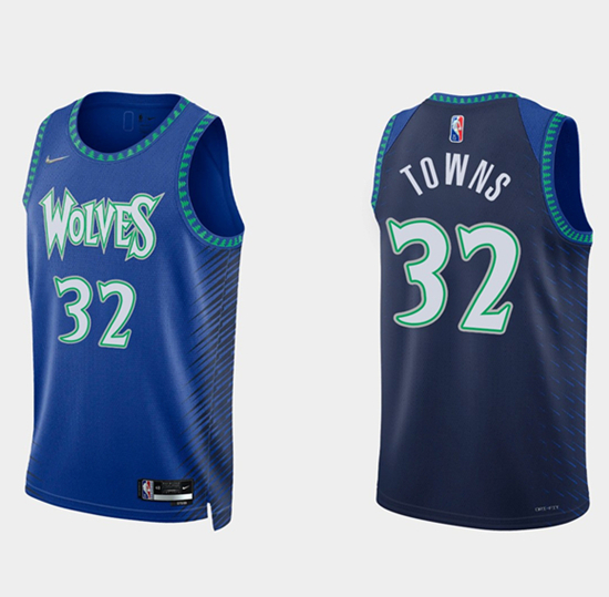 Men's Minnesota Timberwolves #32 Anthony Towns Royal 75th Anniversary City Stitched Jersey