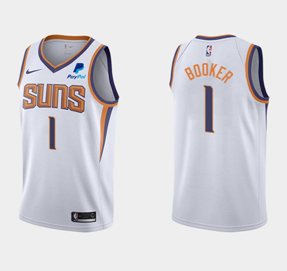 Men's Nike Phoenix Suns #1 Devin Booker White Stitched NBA Jersey