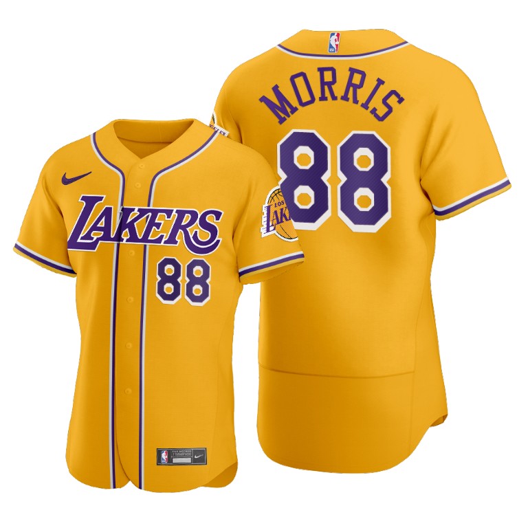 Men's Los Angeles Lakers #88 Markieff Morris Gold 2020 NBA X MLB ...