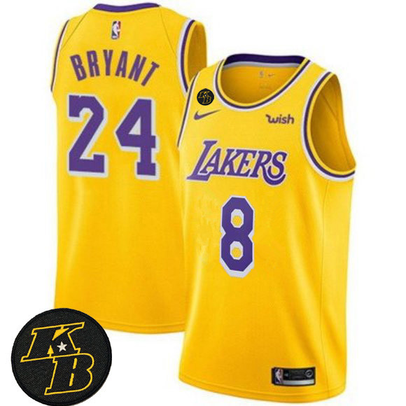 Men's Los Angeles Lakers Front #8 Back #24 Custom Kobe Bryant With KB ...