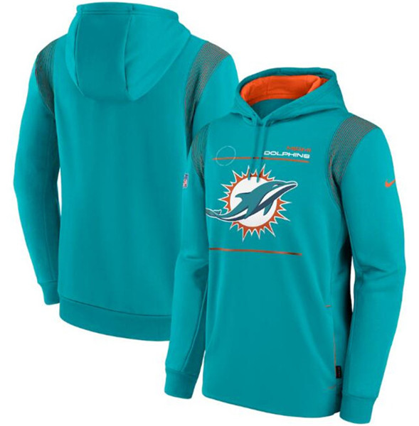 Men's Miami Dolphins 2021 Aqua Sideline Logo Performance Pullover ...