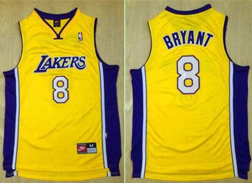 Lakers #8 Kobe Bryant Gold Nike Throwback Stitched NBA Jersey