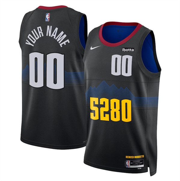 Men's Denver Nuggets Active Player Custom Black 2023/24 Black City Edition Stitched Basketball Jersey