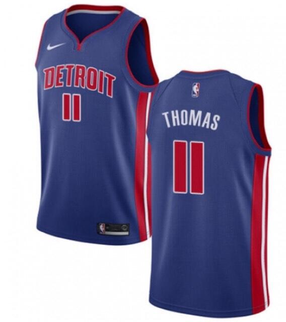 Men's Detroit Pistons #11 Isiah Thomas Blue Stitched NBA Jersey [NBA ...