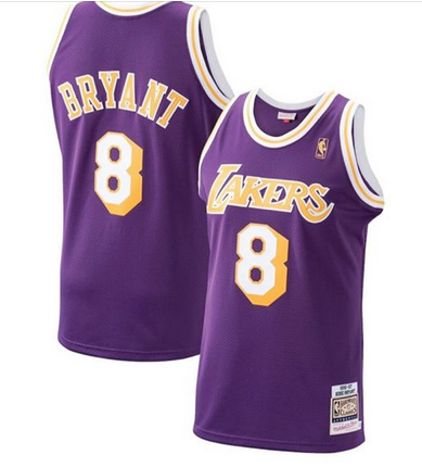 Men's Los Angeles Lakers #8 Kobe Bryant 1996-97 Hardwood Classics Purple Stitched NBA Jersey