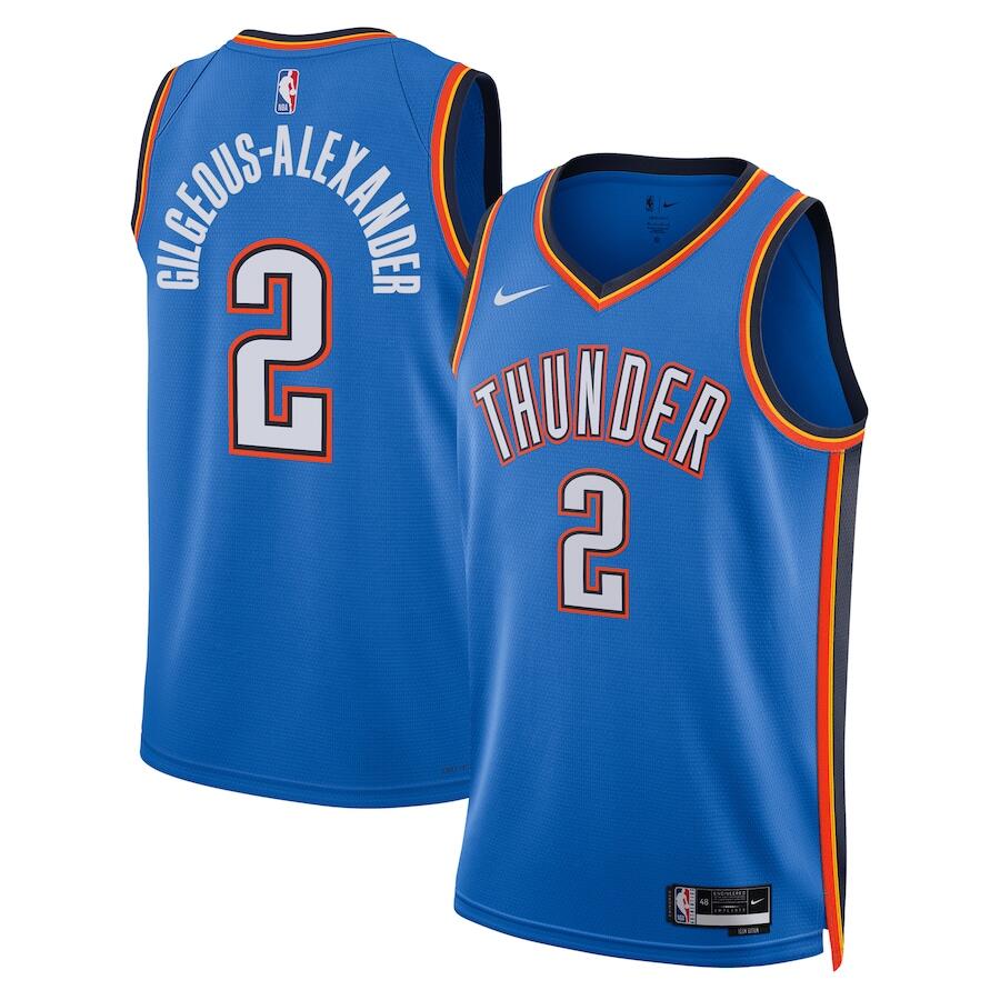 Men's Oklahoma City Thunder #2 Shai Gilgeous-Alexander Icon Edition Blue Swingman Stitched NBA Jersey