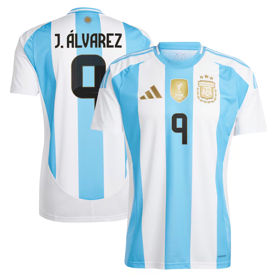 Men's Argentina #9 Julián Álvarez 2024 White Home Soccer Jersey